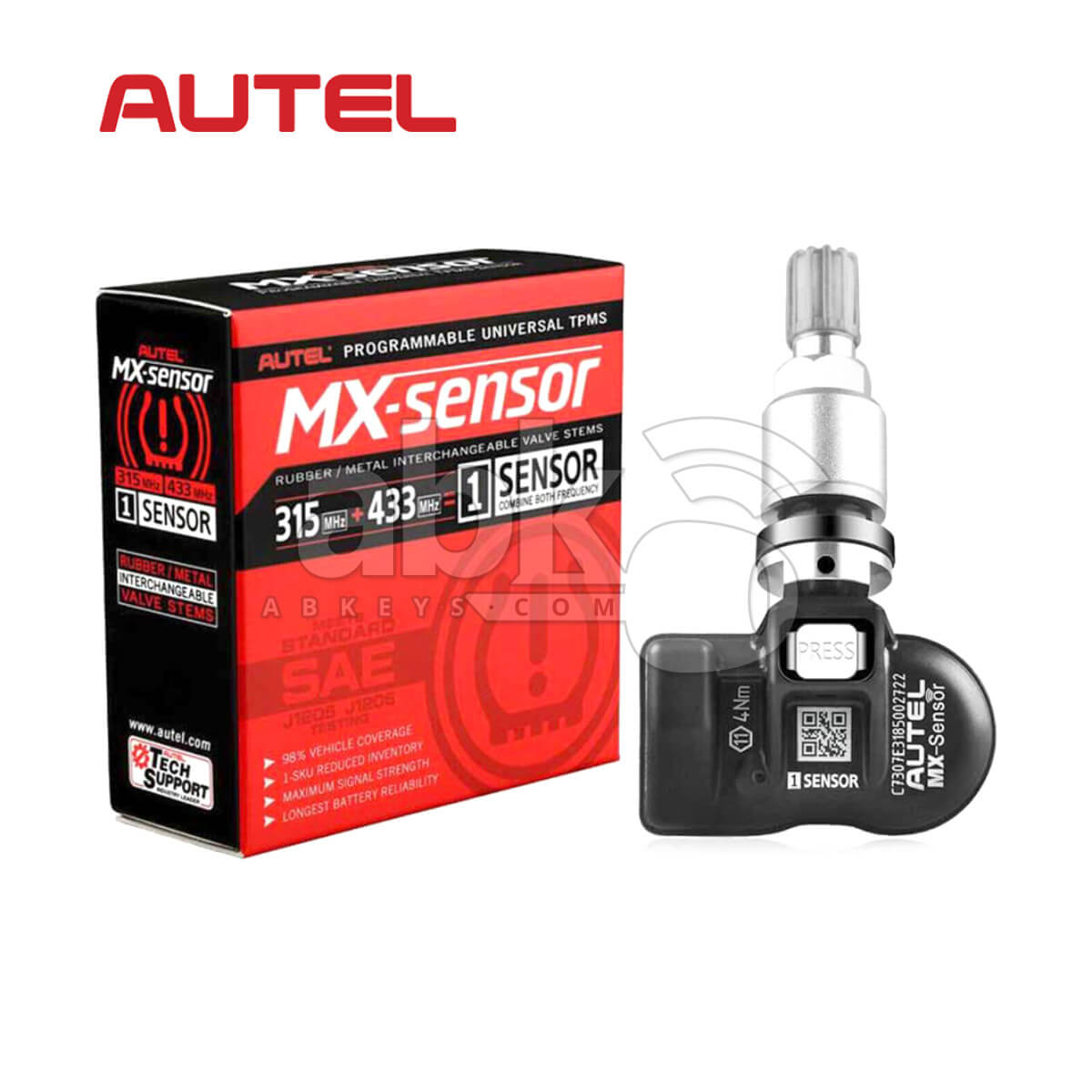 Autel MX Sensor Programmable TPMS Sensor 2 In 1 315MHz 433MHz Metal Tire Pressure Sensor   ABK 1204