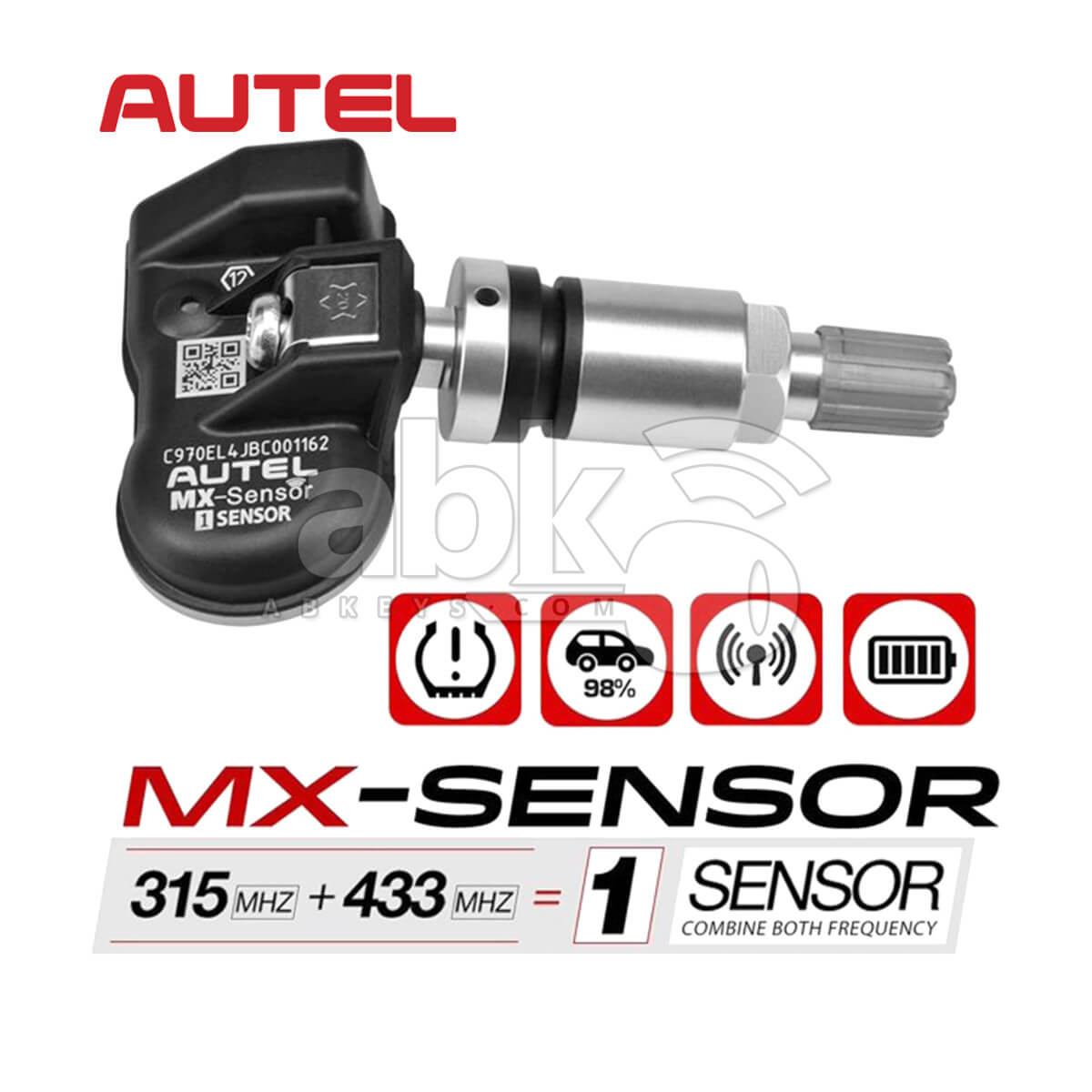 Autel MX Sensor Programmable TPMS Sensor 2 In 1 315MHz 433MHz Metal Tire Pressure Sensor   ABK 1204