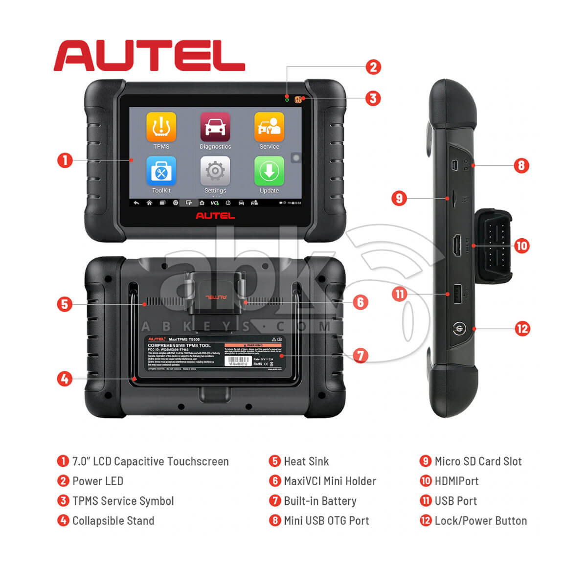 Autel MaxiTPMS TS608 TPMS Diagnostic & Service Tool   ABK 1228   ABKEYS