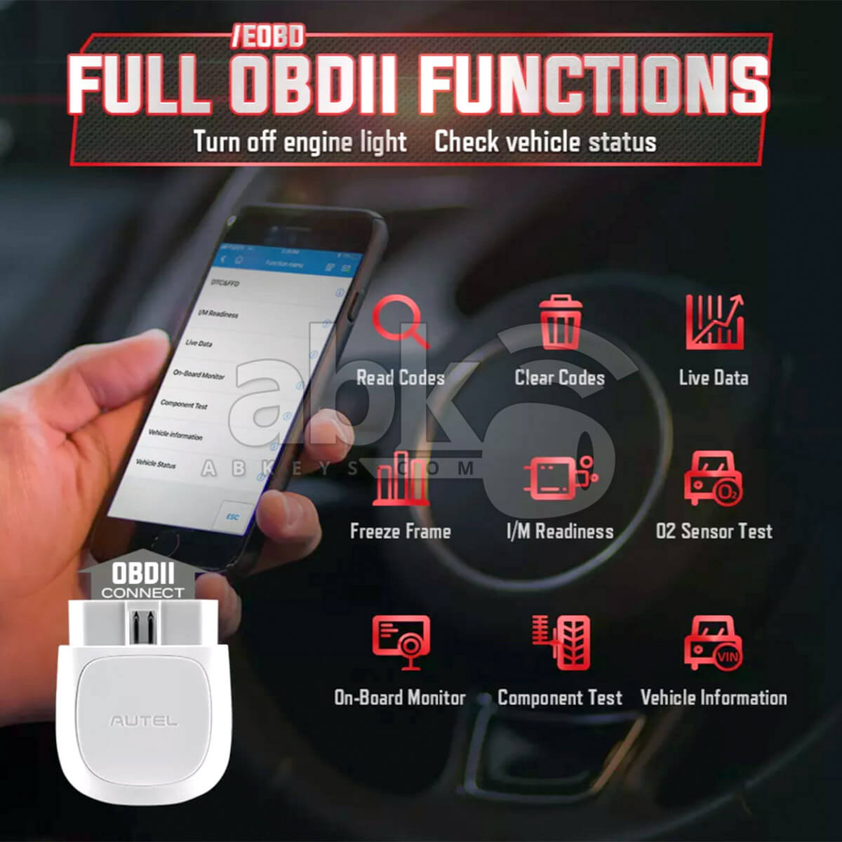 Autel MaxiAP AP200 Bluetooth OBD2 Diagnostic Scanner   ABK 1287   ABKEYS