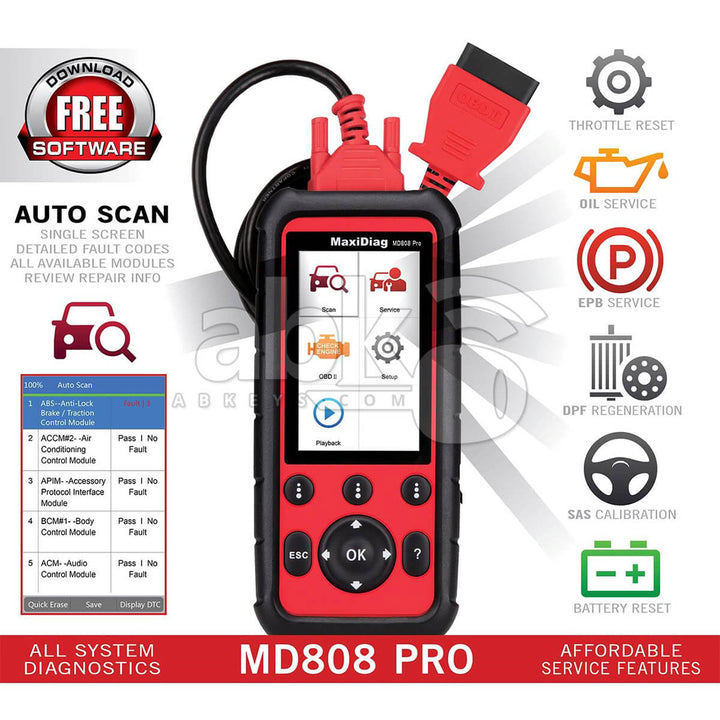 Autel MaxiDiag MD808 Pro Diagnostic Tool - ABK-1294 - ABKEYS.COM
