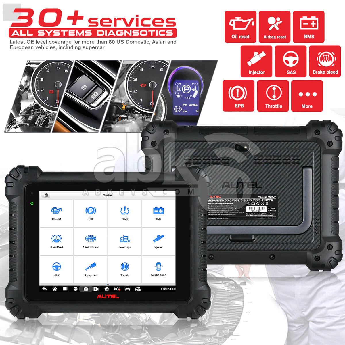 Autel MaxiSys 909 EV Auto Diagnostic Tool   ABK 1319   ABKEYS