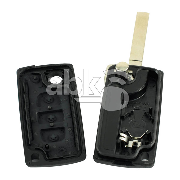 Peugeot 2003+ Flip Remote Cover 3Buttons With Battery Holder & Fog Light CE0536 VA2 - ABK-1593 -