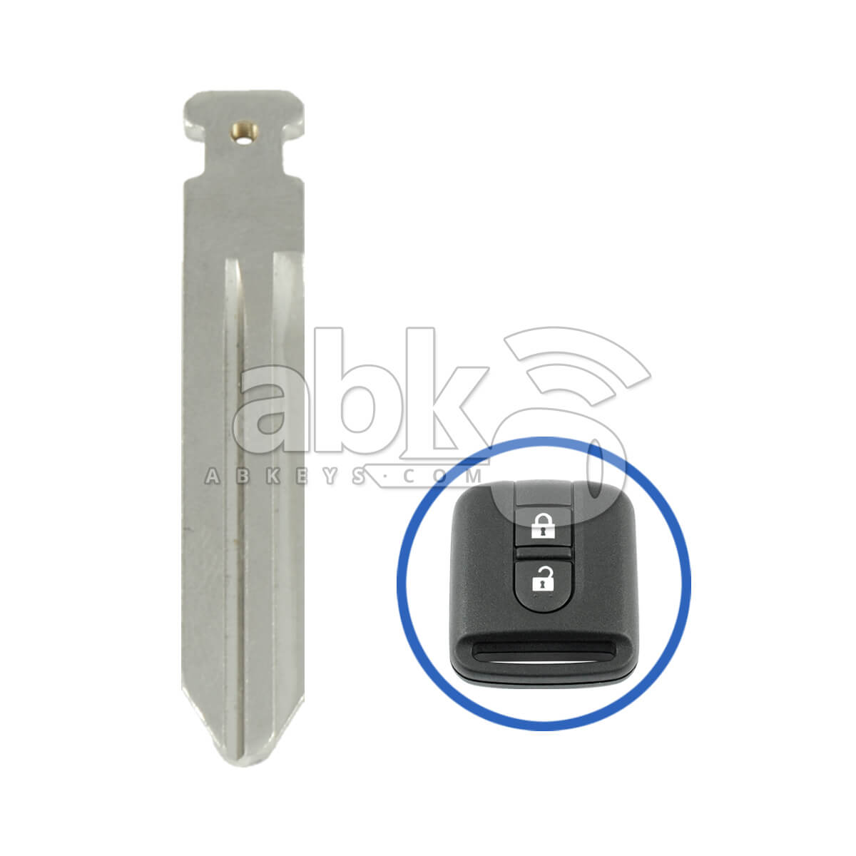 Nissan Qashqai Micra Navara 2003+ Key Head Remote Key Blade KEY00-E0021 NSN14 - ABK-1959 -
