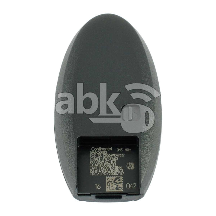 Genuine Nissan 370Z 2009+ Smart Key 3Buttons 285E3-1ET5C 285E3-1ET5A 315MHz KR55WK49622 - ABK-2219 -