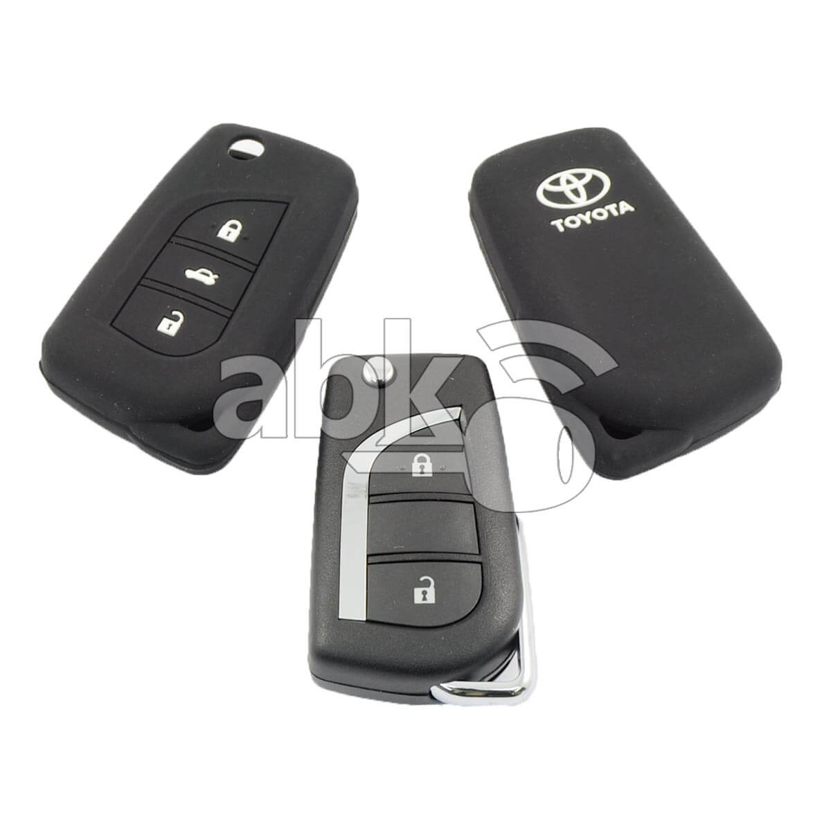 Toyota Silicone Remote Covers 3Buttons - ABK-2500-TOY-FLIP-MID3B - ABKEYS.COM