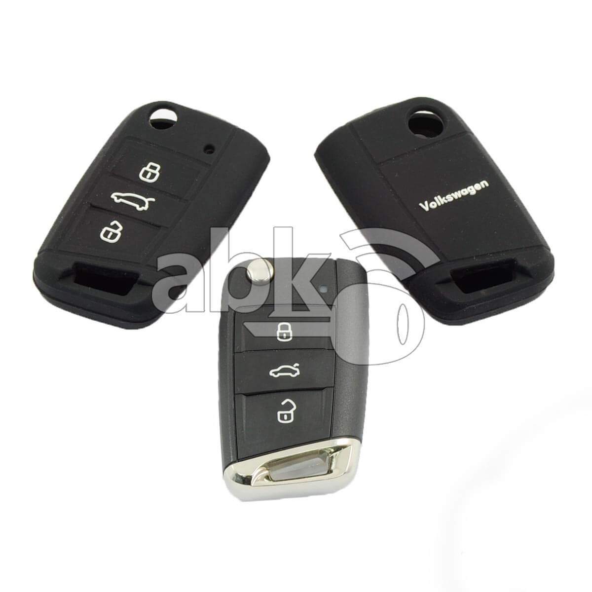Volkswagen Silicone Remote Covers 3Buttons - ABK-2500-VW-FLIP-NEW3B - ABKEYS.COM
