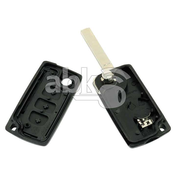 Citroen 2003+ Flip Remote Cover 3Buttons With Battery Holder CE0536 VA2 - ABK-2522 - ABKEYS.COM