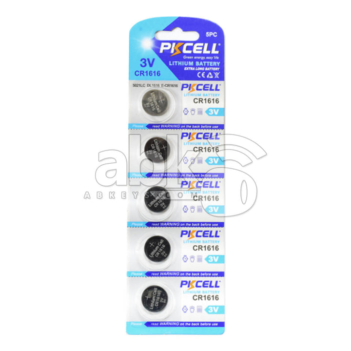 PKCell Remote Battery CR1616 5Pcs Pack For Remotes & Smart Keys - ABK-330 - ABKEYS.COM