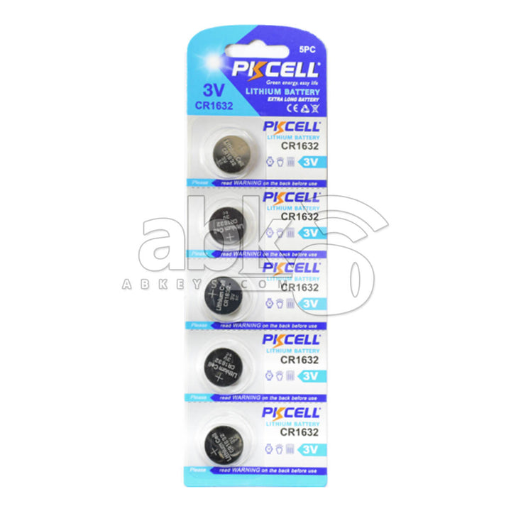 PKCell Remote Battery CR1632 5Pcs Pack For Remotes & Smart Keys - ABK-332 - ABKEYS.COM