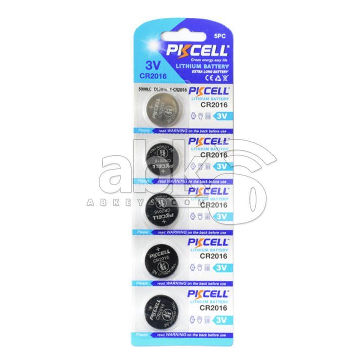 PKCell Remote Battery CR2016 5Pcs Pack For Remotes & Smart Keys - ABK-333 - ABKEYS.COM