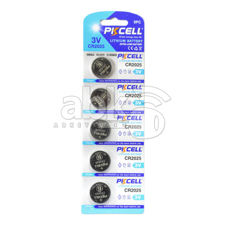PKCell Remote Battery CR2025 5Pcs Pack For Remotes & Smart Keys - ABK-334 - ABKEYS.COM