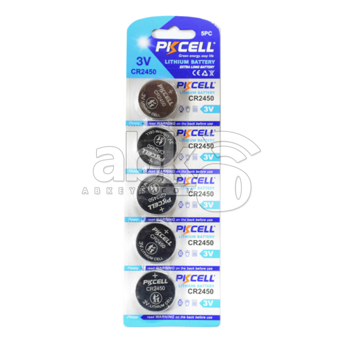 PKCell Remote Battery CR2450 5Pcs Pack For Remotes & Smart Keys - ABK-336 - ABKEYS.COM