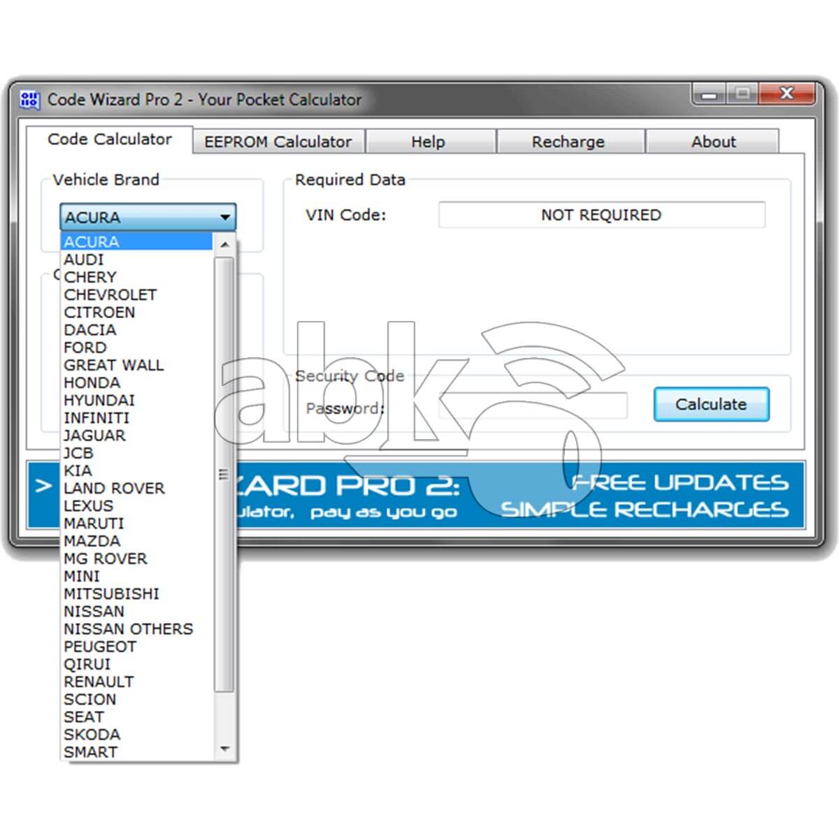 CWP 2 CWP2 Code Wizard Pro 2 Pin Code Calculator Dongle With 200 Free Tokens   ABK 3891   ABKEYS