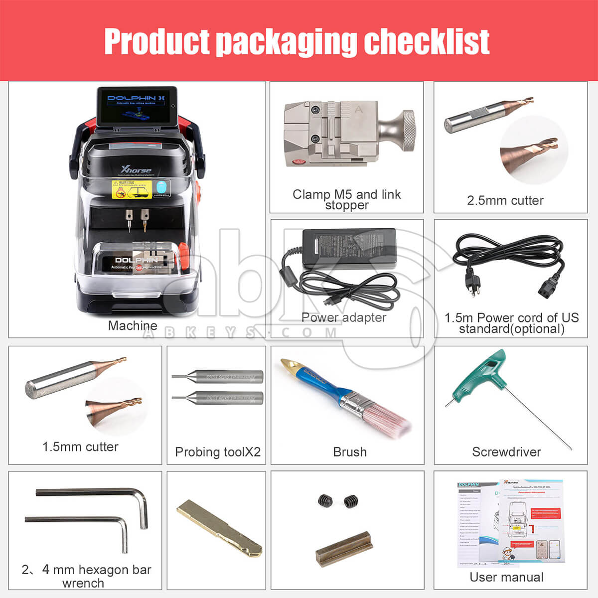 Xhorse Dolphin II XP 005L Key Cutting Machine with Adjustable Touch Screen XP 005L   ABK 4183  