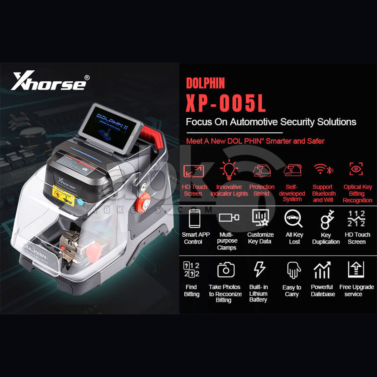 Xhorse Dolphin II XP 005L Key Cutting Machine with Adjustable Touch Screen XP 005L   ABK 4183  