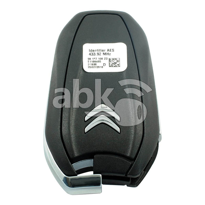 Genuine Citroen C3 C4 2017+ Smart Key 3Buttons 98 167 108 ZD 433MHz IM2A - ABK-4387 - ABKEYS.COM