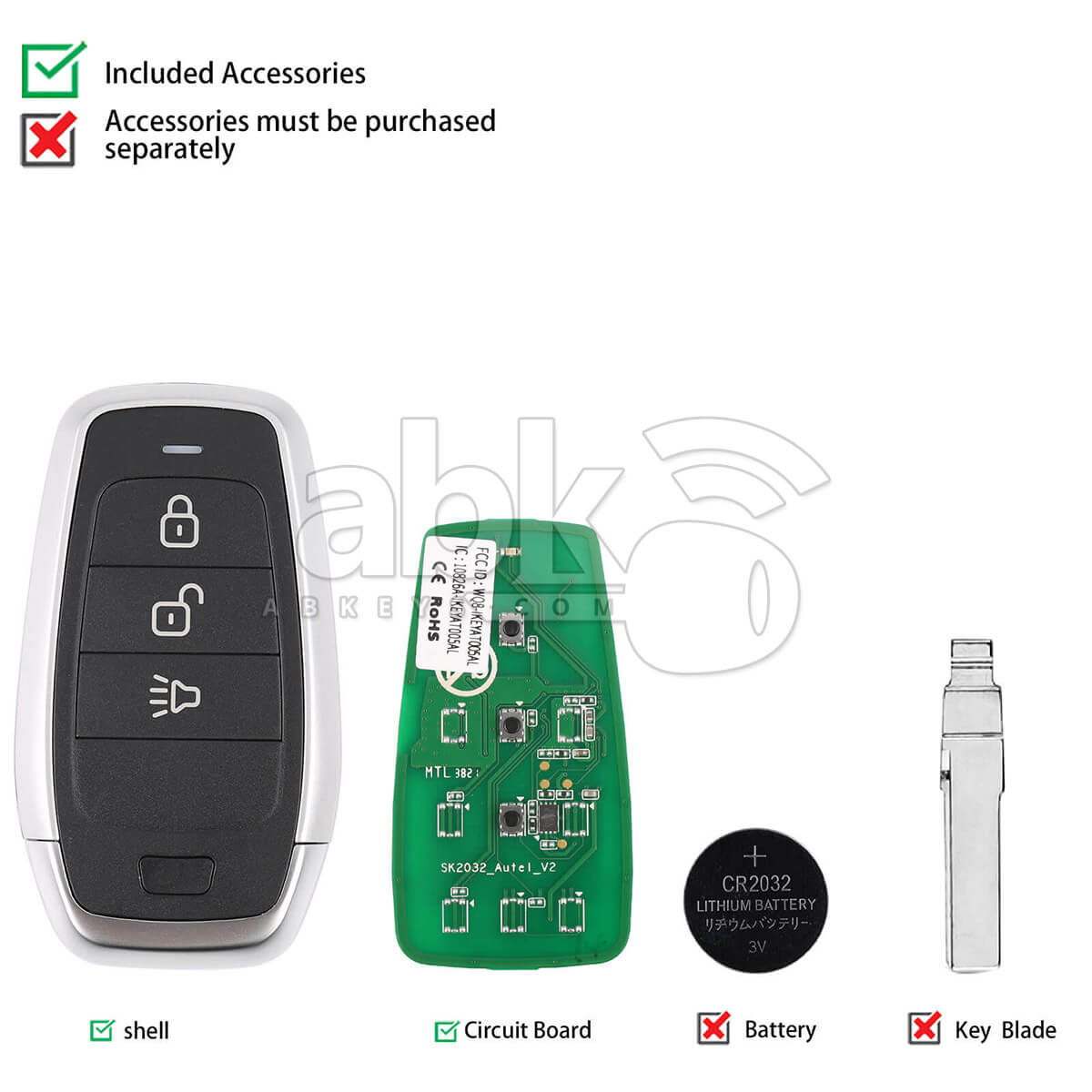 Autel Independent Universal Smart Key 3Buttons IKEYAT003AL   ABK 4478 IKEYAT003AL   ABKEYS