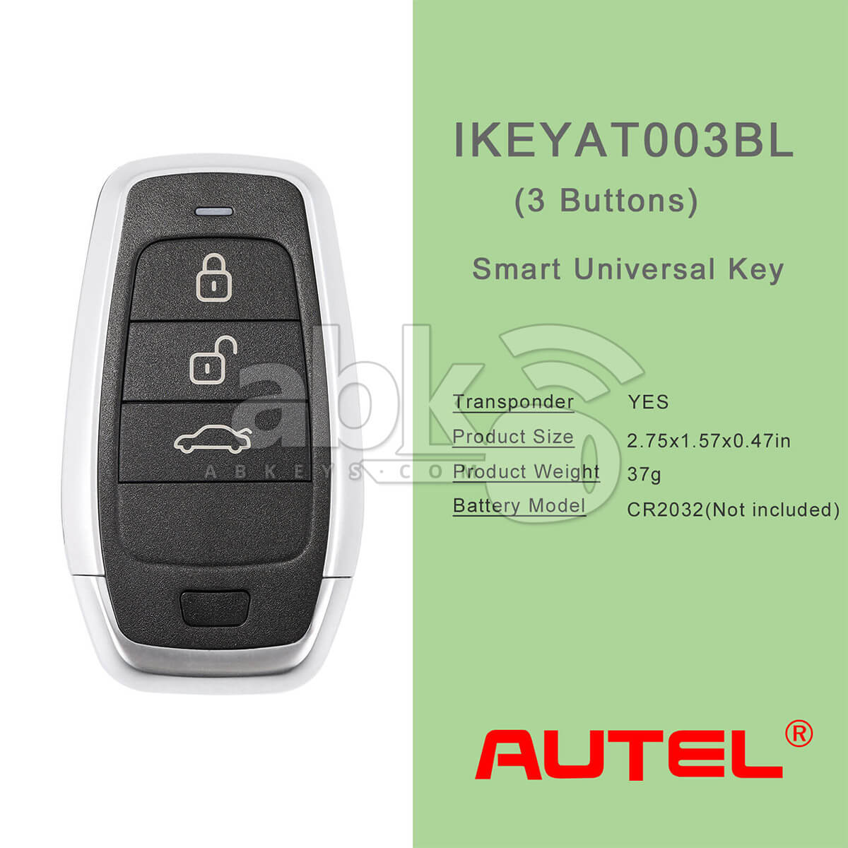 Autel Independent Universal Smart Key 3Buttons IKEYAT003BL   ABK 4478 IKEYAT003BL   ABKEYS