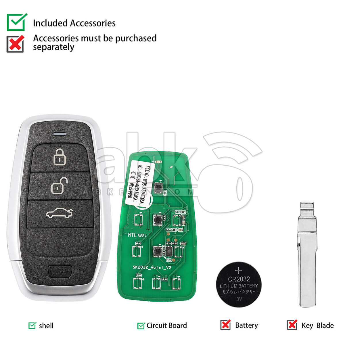 Autel Independent Universal Smart Key 3Buttons IKEYAT003BL   ABK 4478 IKEYAT003BL   ABKEYS