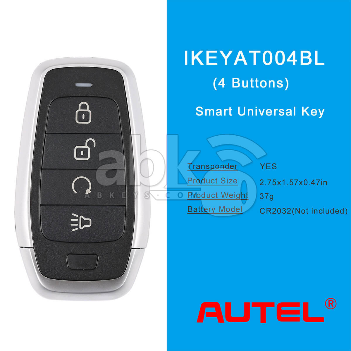 Autel Independent Universal Smart Key 4Buttons IKEYAT004BL   ABK 4478 IKEYAT004BL   ABKEYS