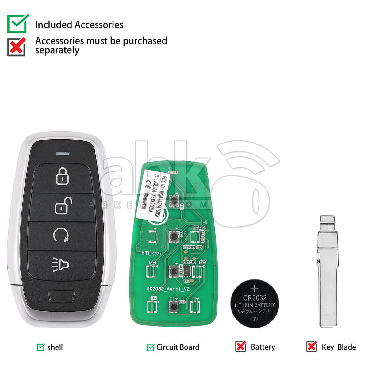 Autel Independent Universal Smart Key 4Buttons IKEYAT004BL   ABK 4478 IKEYAT004BL   ABKEYS