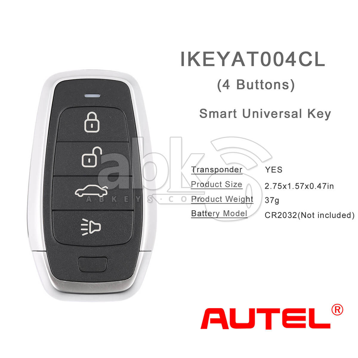 Autel Independent Universal Smart Key 4Buttons IKEYAT004CL   ABK 4478 IKEYAT004CL   ABKEYS