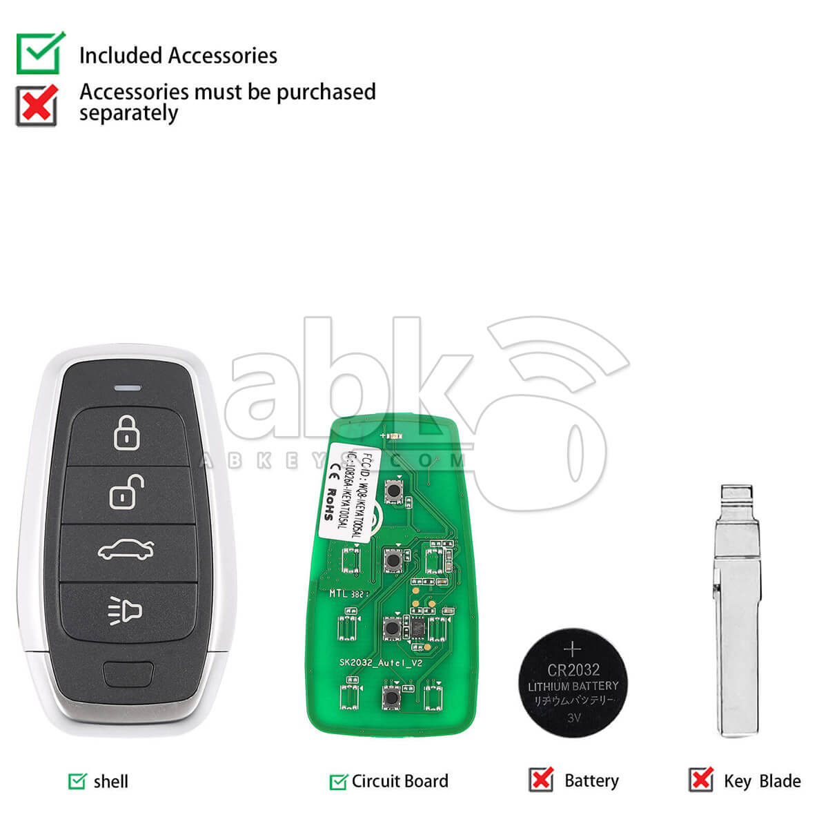 Autel Independent Universal Smart Key 4Buttons IKEYAT004CL   ABK 4478 IKEYAT004CL   ABKEYS