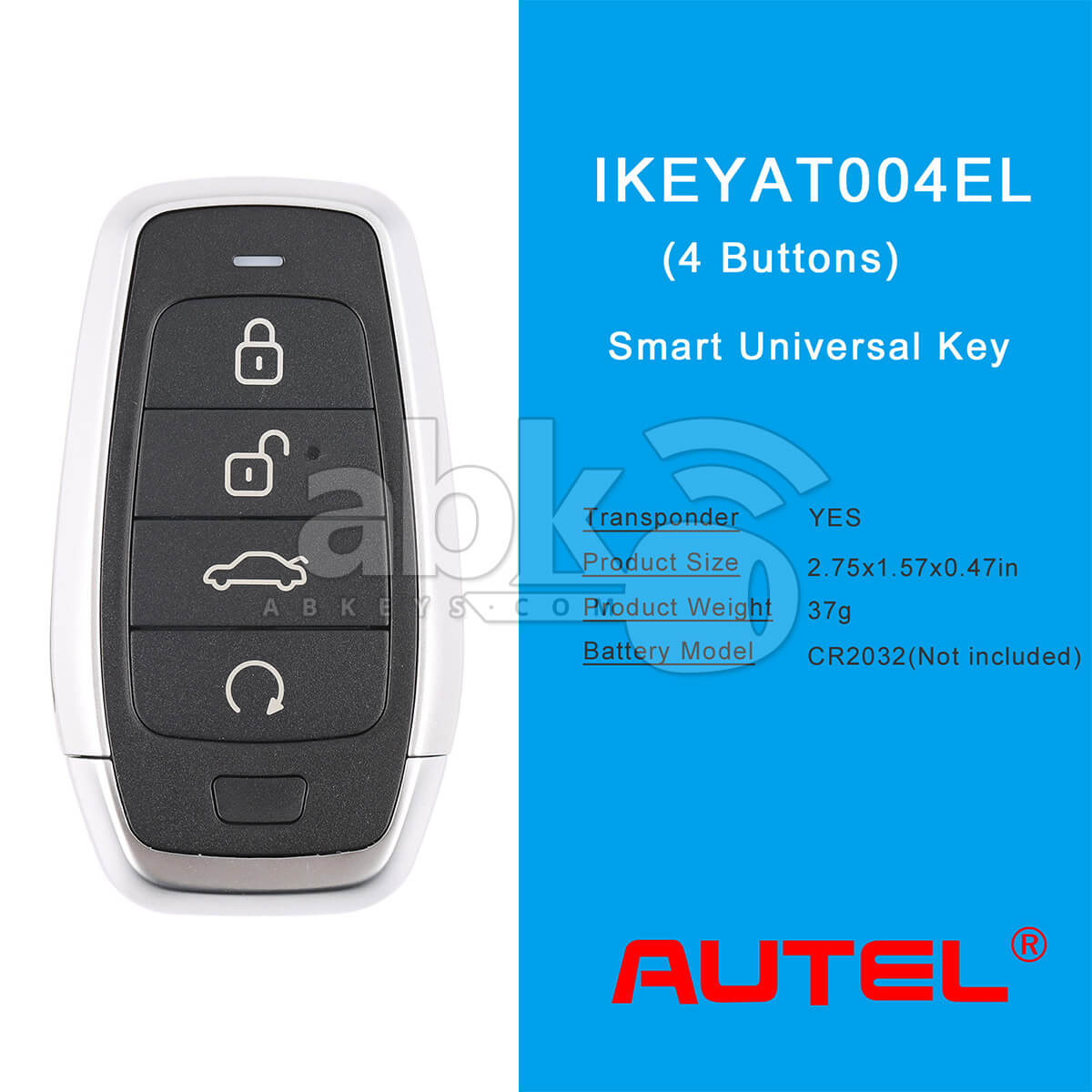 Autel Independent Universal Smart Key 4Buttons IKEYAT004EL   ABK 4478 IKEYAT004EL   ABKEYS