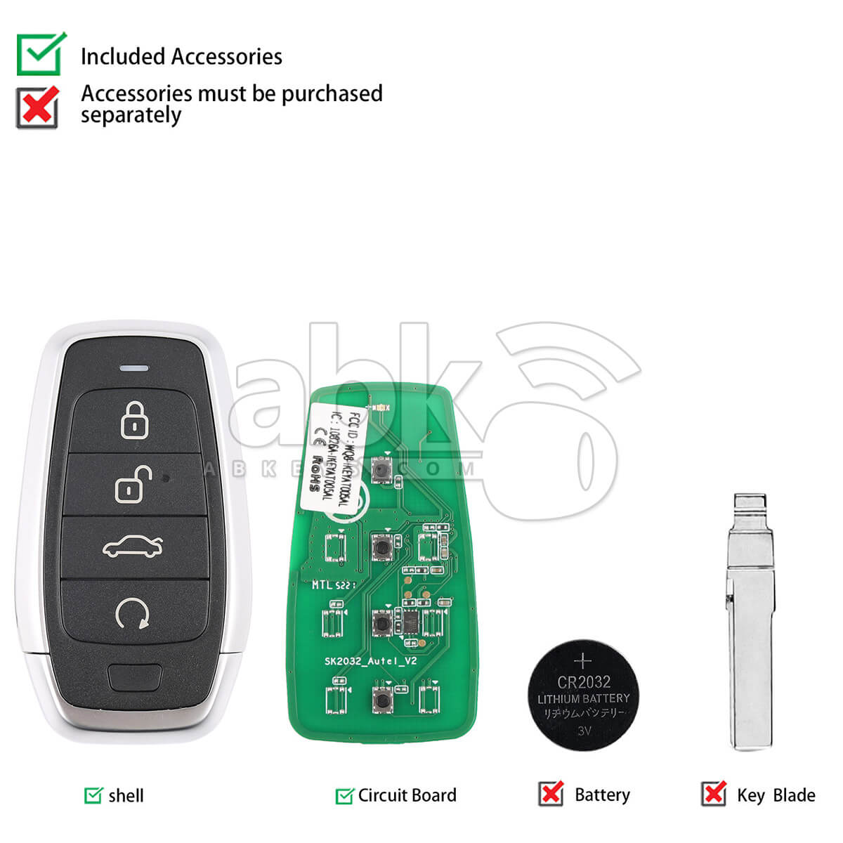 Autel Independent Universal Smart Key 4Buttons IKEYAT004EL   ABK 4478 IKEYAT004EL   ABKEYS