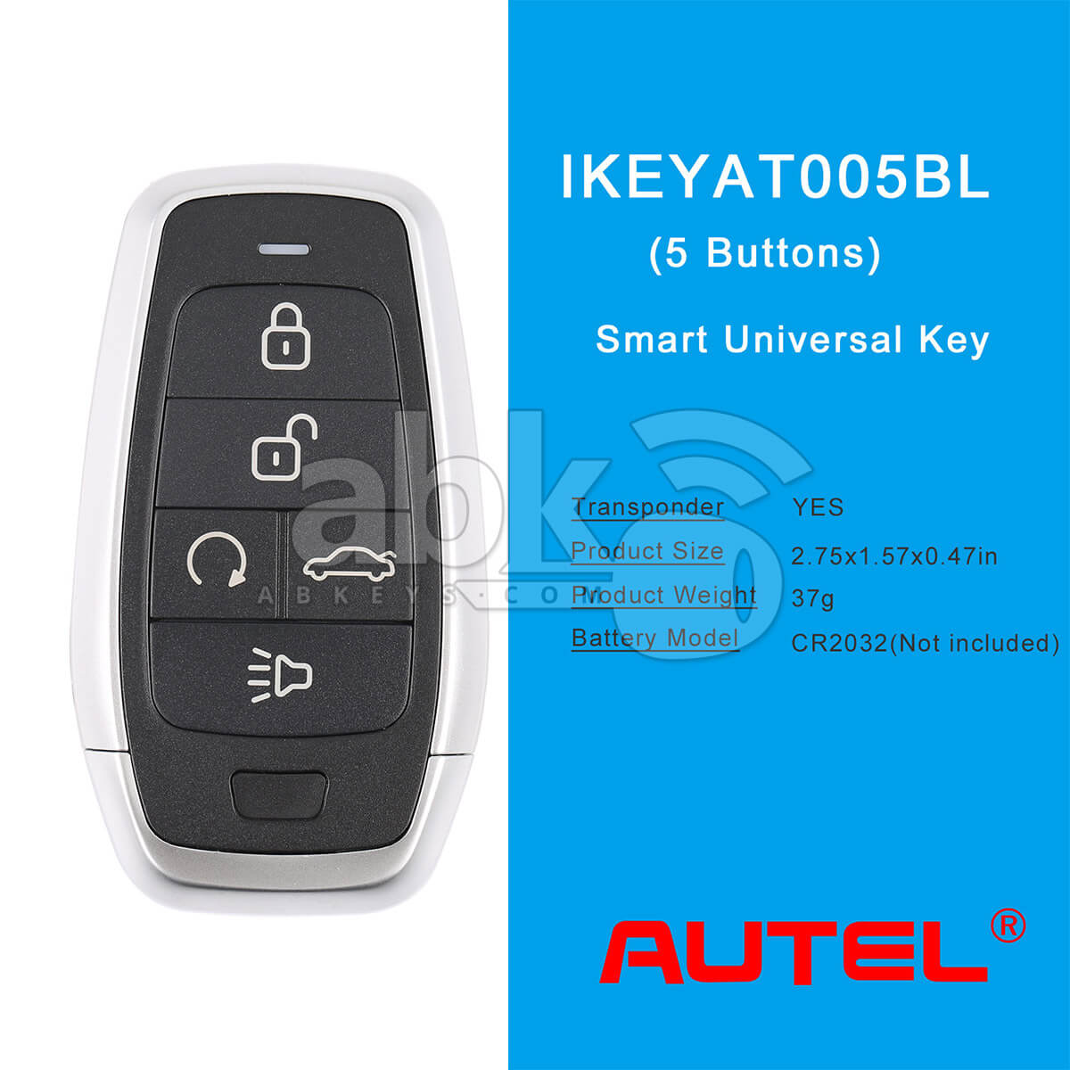 Autel Independent Universal Smart Key 5Buttons IKEYAT005BL   ABK 4478 IKEYAT005BL   ABKEYS
