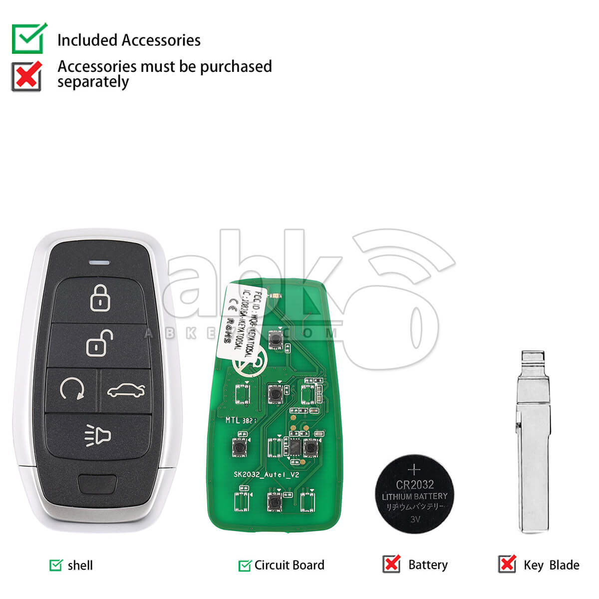 Autel Independent Universal Smart Key 5Buttons IKEYAT005BL   ABK 4478 IKEYAT005BL   ABKEYS
