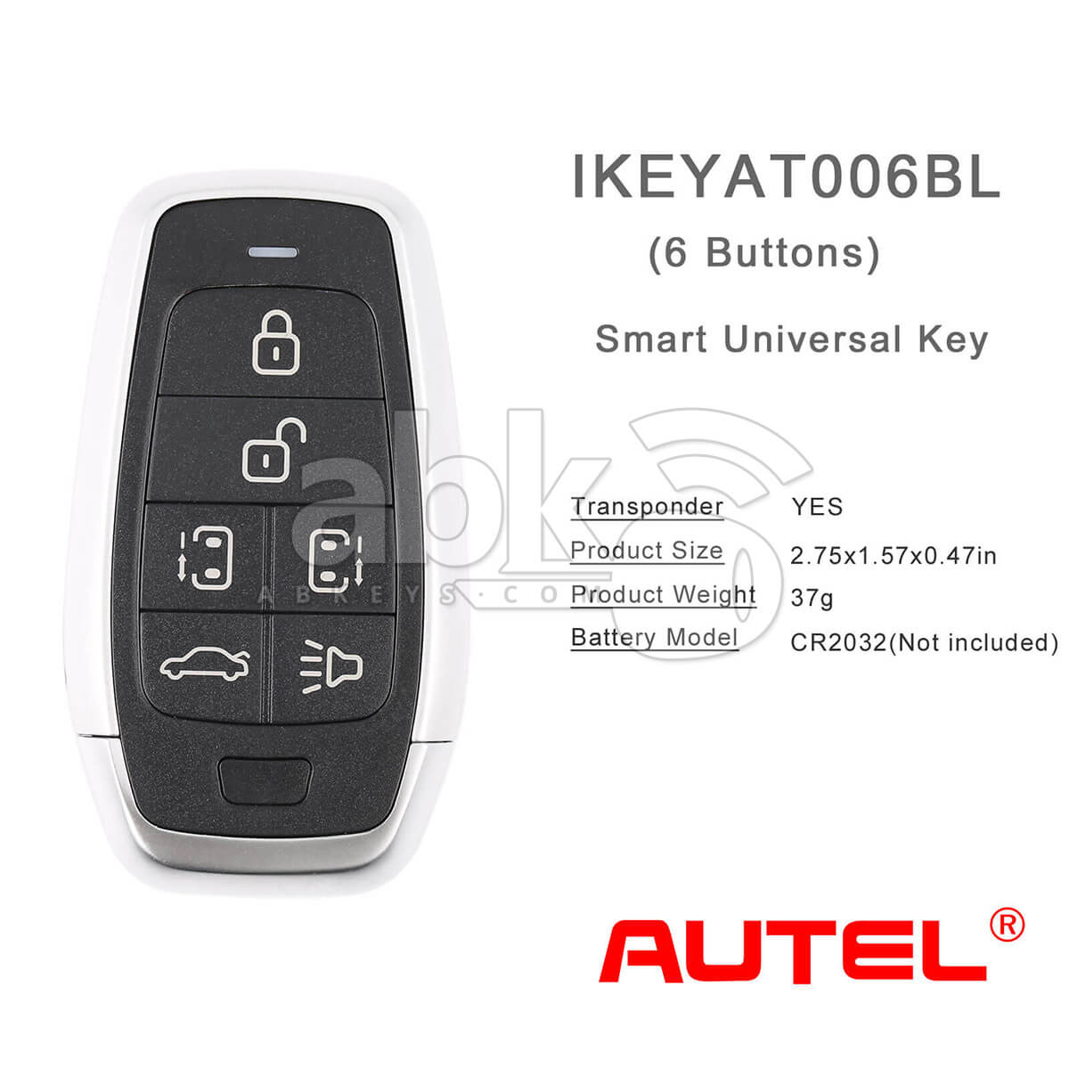 Autel Independent Universal Smart Key 6Buttons IKEYAT006BL   ABK 4478 IKEYAT006BL   ABKEYS