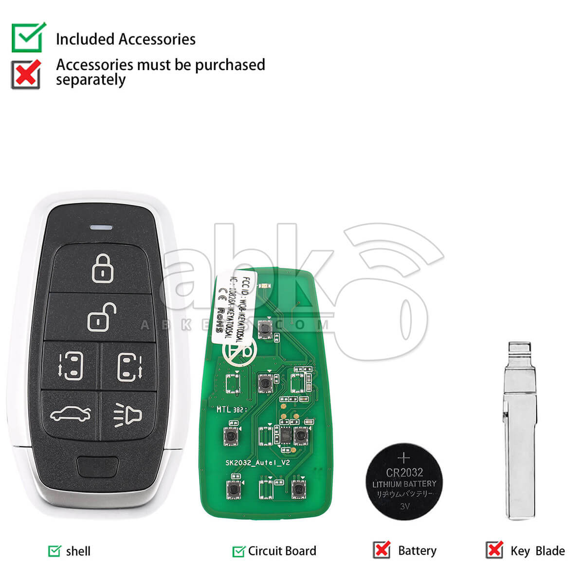 Autel Independent Universal Smart Key 6Buttons IKEYAT006BL   ABK 4478 IKEYAT006BL   ABKEYS