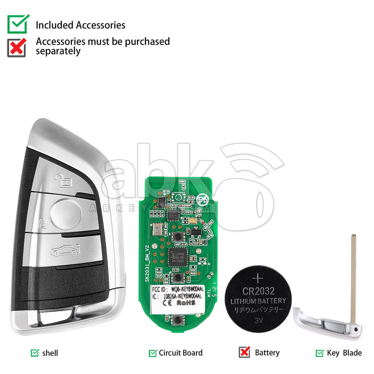 Autel Universal Smart Key 3Buttons Bmw Style IKEYBW003AL   ABK 4478 IKEYBW003AL   ABKEYS