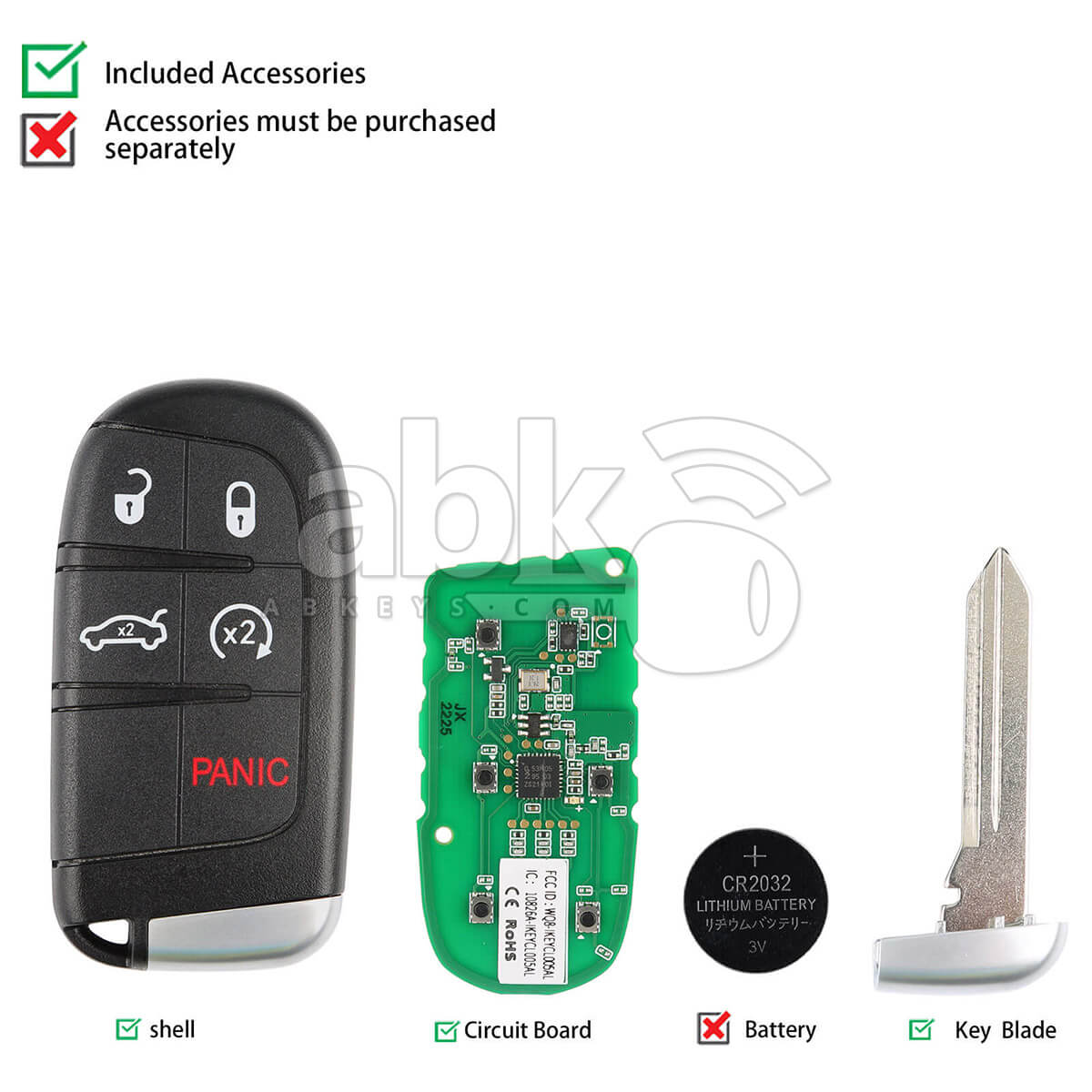 Autel Universal Smart Key 5Buttons Chrysler Style IKEYCL005AL   ABK 4478 IKEYCL005AL   ABKEYS