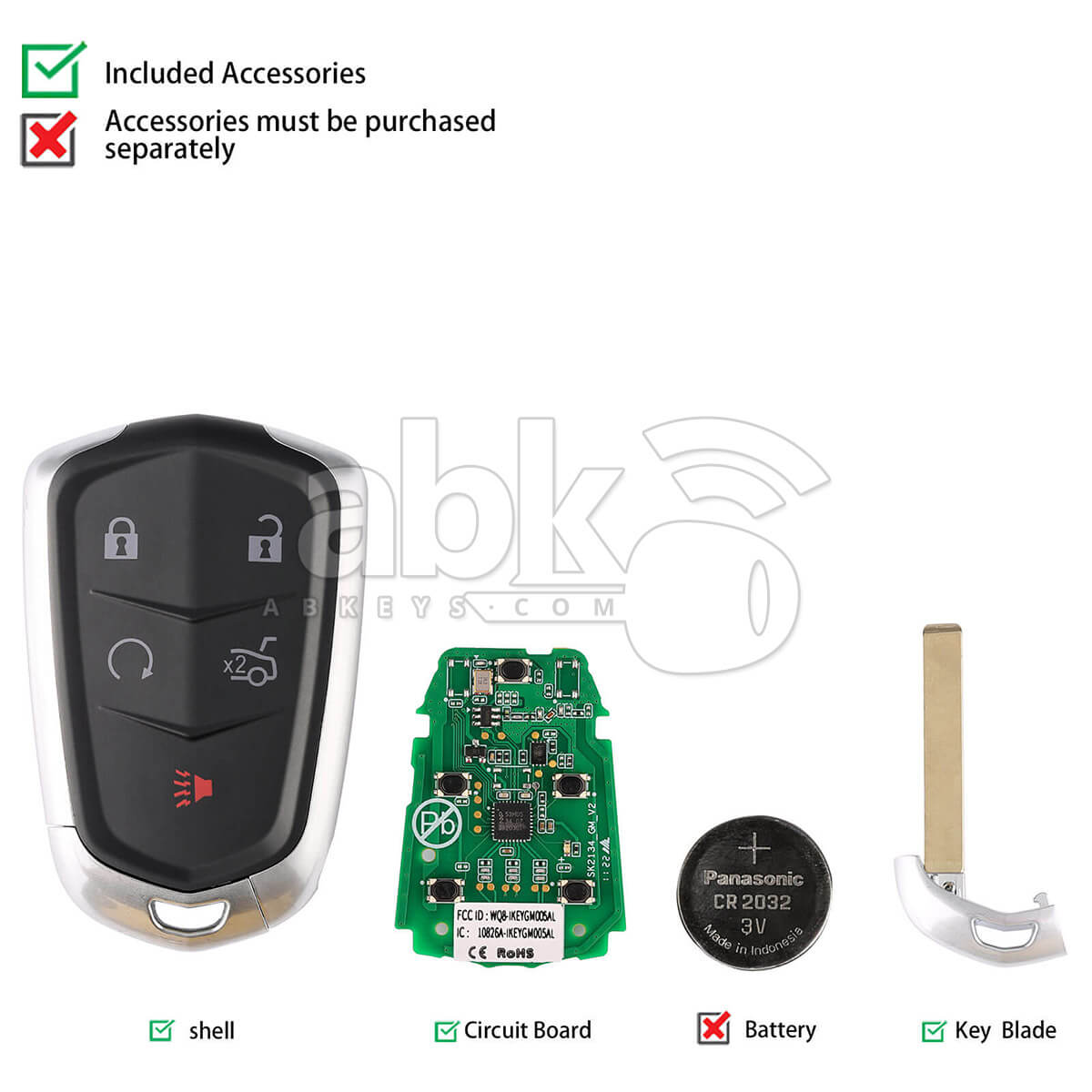 Autel Universal Smart Key 4Buttons Cadillac Style IKEYGM004AL   ABK 4478 IKEYGM004AL   ABKEYS