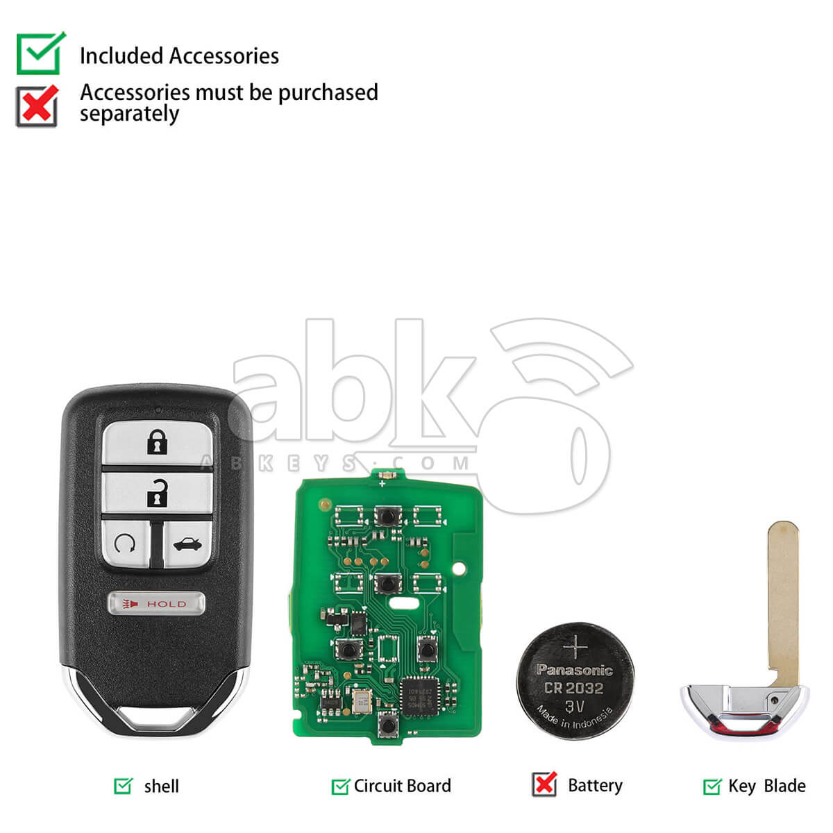 Autel Universal Smart Key 5Buttons Honda Style IKEYHD005AL - ABK-4478-IKEYHD005AL - ABKEYS.COM