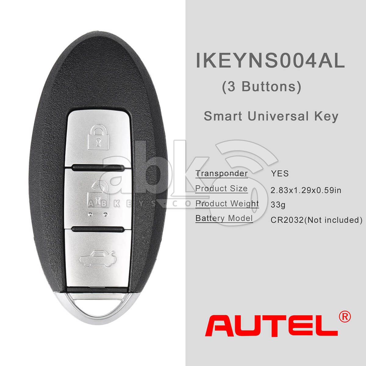 Autel Universal Smart Key 3Buttons Nissan Style IKEYNS003AL   ABK 4478 IKEYNS003AL   ABKEYS