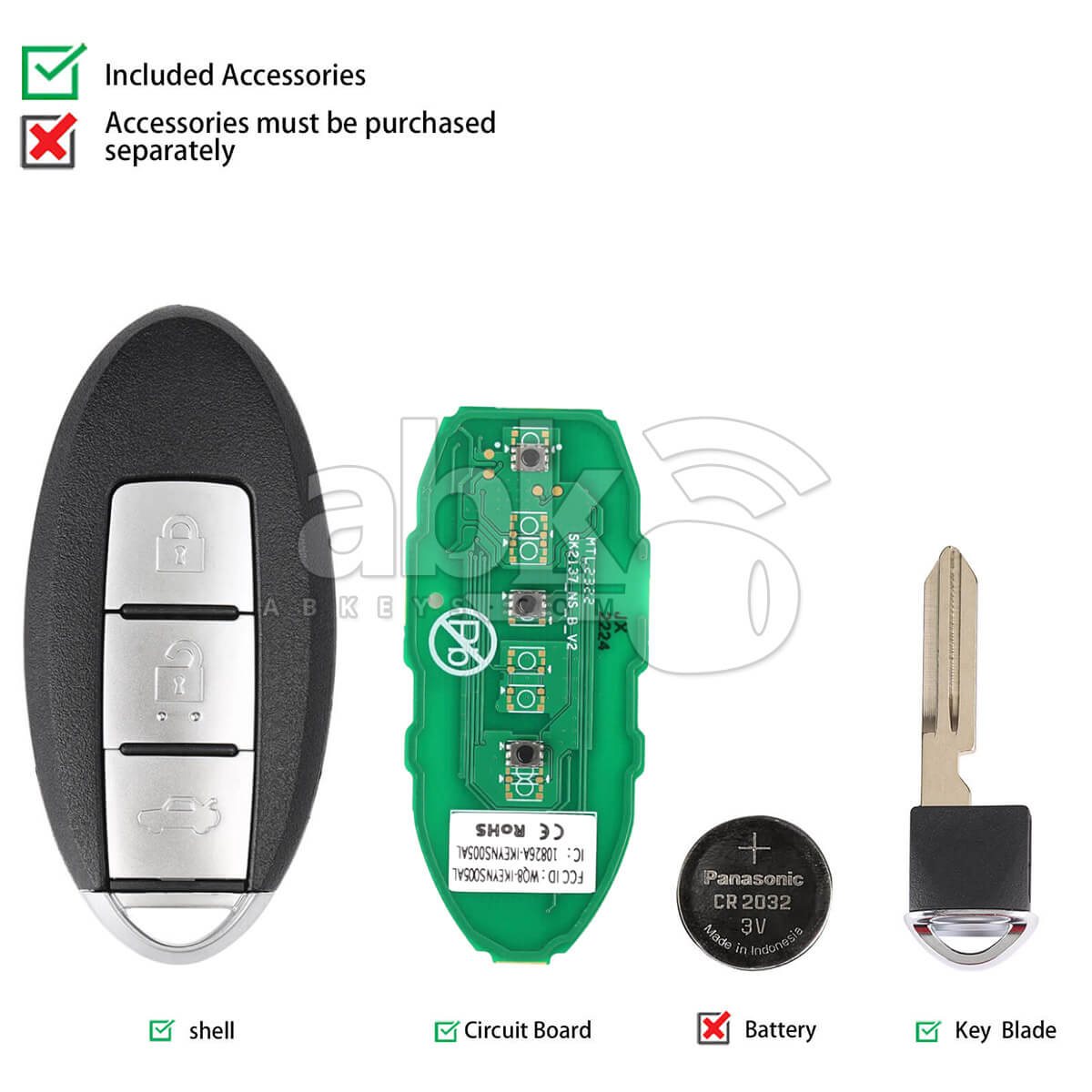Autel Universal Smart Key 3Buttons Nissan Style IKEYNS003AL   ABK 4478 IKEYNS003AL   ABKEYS