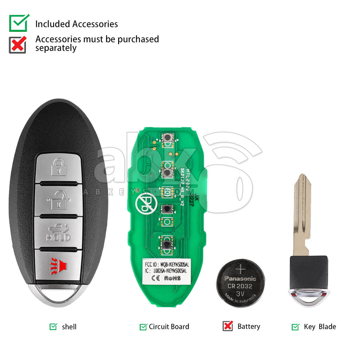 Autel Universal Smart Key 4Buttons Nissan Style IKEYNS004AL   ABK 4478 IKEYNS004AL   ABKEYS