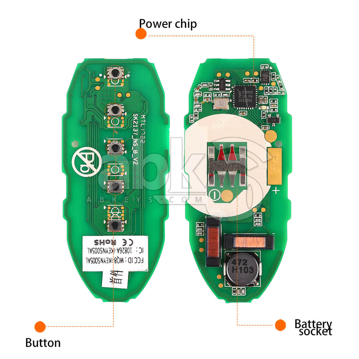 Autel Universal Smart Key 5Buttons Nissan Style IKEYNS005AL   ABK 4478 IKEYNS005AL   ABKEYS