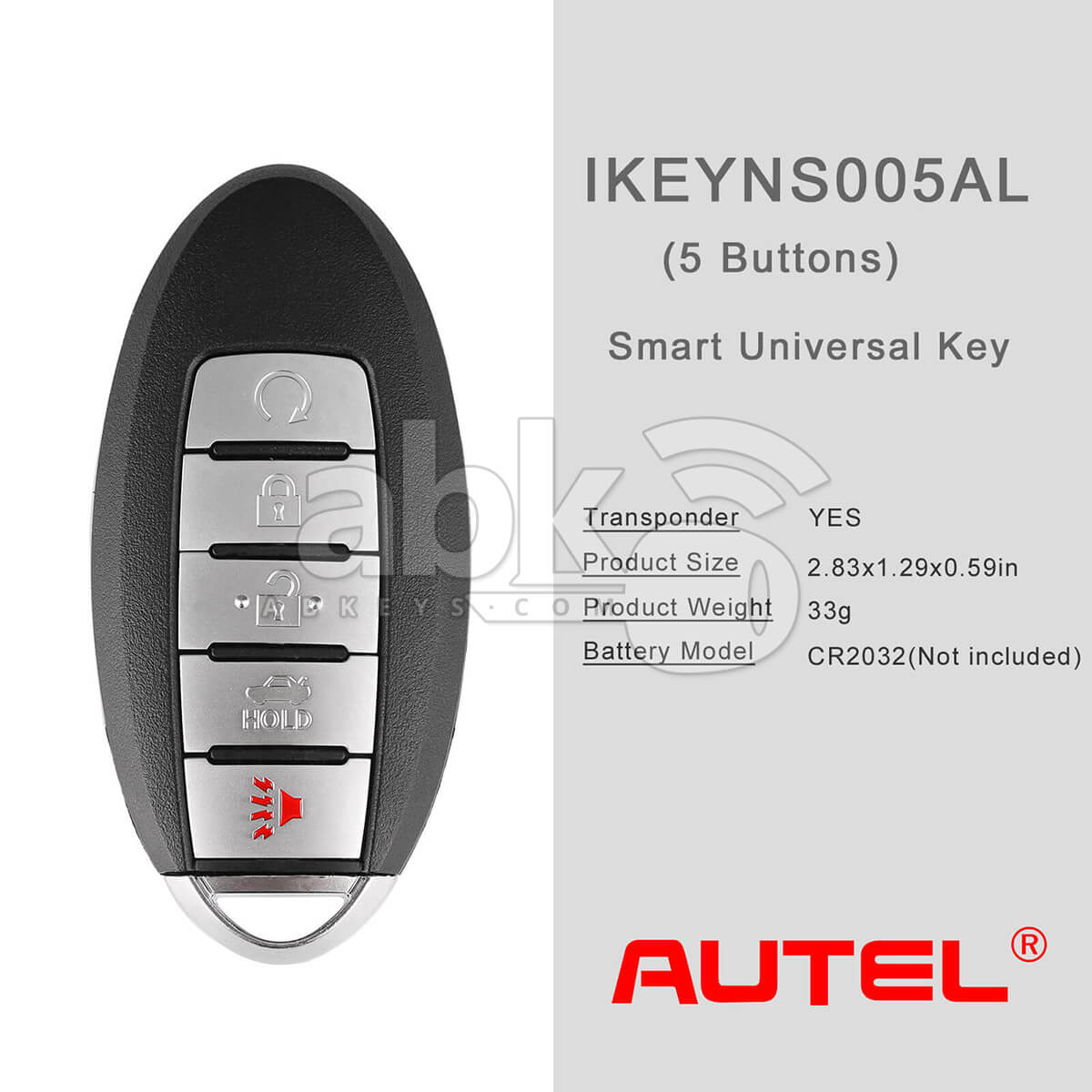 Autel Universal Smart Key 5Buttons Nissan Style IKEYNS005AL   ABK 4478 IKEYNS005AL   ABKEYS