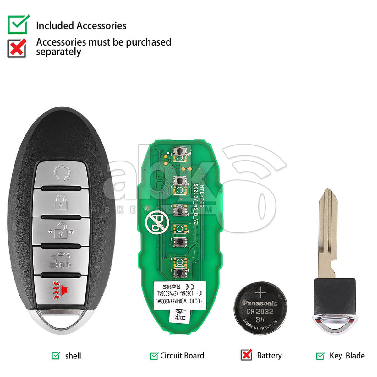 Autel Universal Smart Key 5Buttons Nissan Style IKEYNS005AL   ABK 4478 IKEYNS005AL   ABKEYS