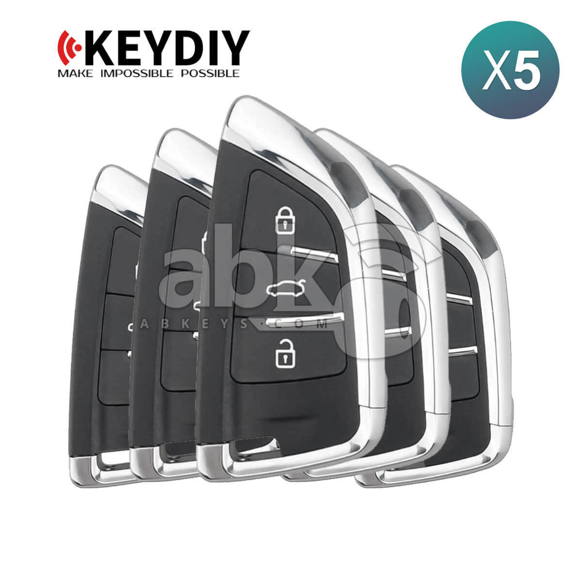 KeyDiy KD Universal Smart key ZB Series Bmw Type With 3Buttons ZB02-3 5Pcs Bundle -