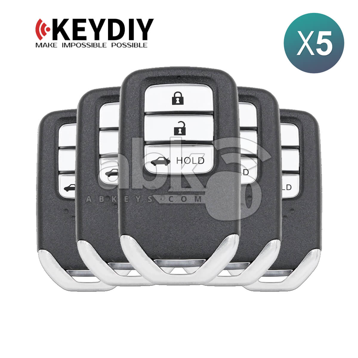 KeyDiy KD Universal Smart key ZB Series Honda Type With 3Buttons ZB10-3 5Pcs Bundle -