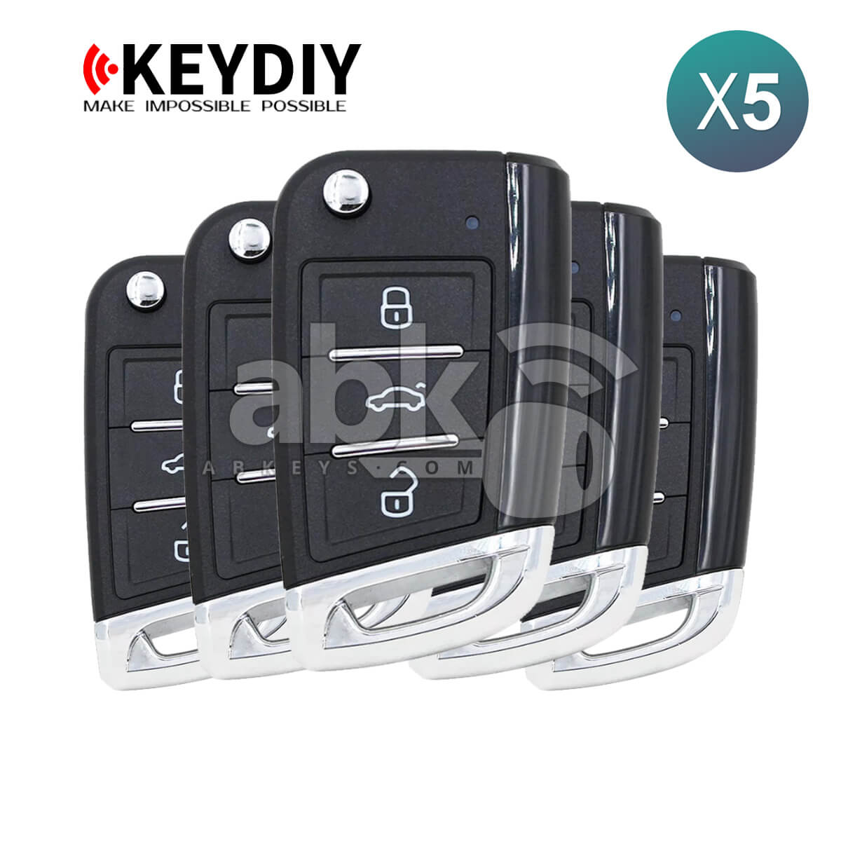 KeyDiy KD Universal Smart key ZB Series Volkswagen Type With 3Buttons ZB15 5Pcs Bundle -
