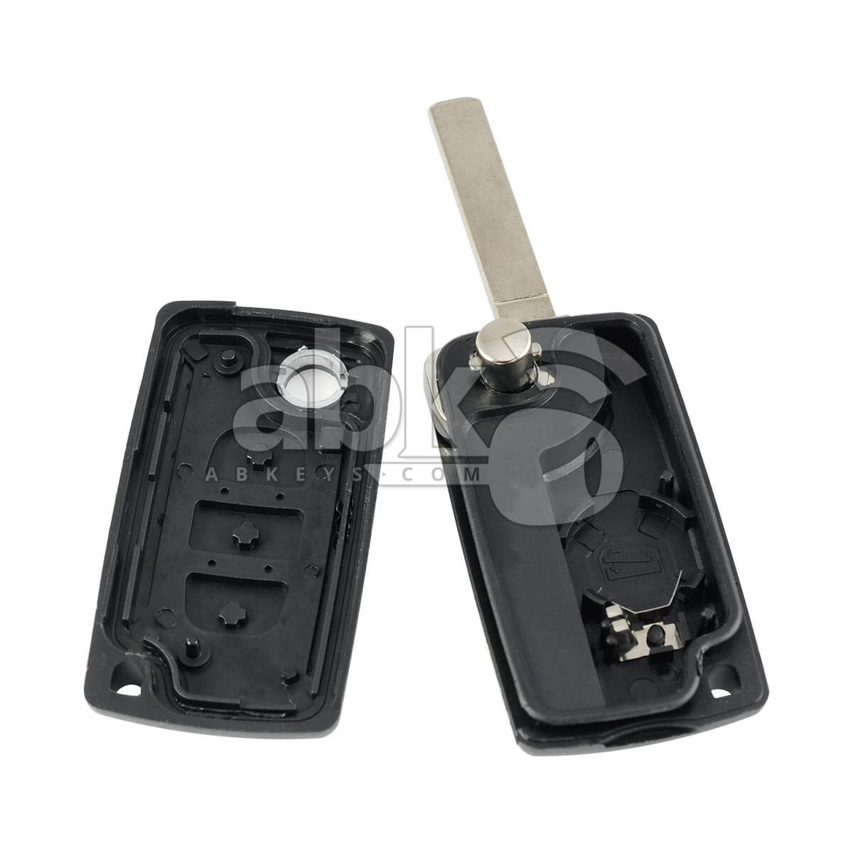 Peugeot 2003+ Flip Remote Cover 3Buttons With Battery Holder CE0536 VA2 - ABK-4606 - ABKEYS.COM