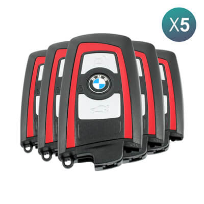 Llave Inteligente BMW CAS4 2009-2014, 3Botones, 433MHz Rojo 5 Uds Lote