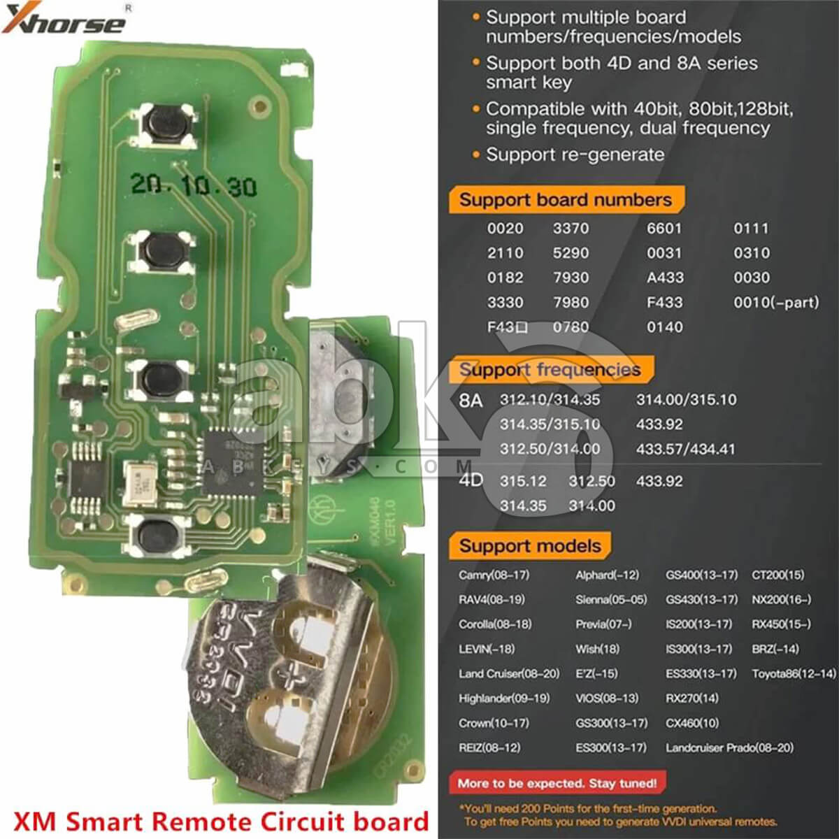Xhorse Toyota XM38 Smart Key 4Buttons Support 4D 8A 4A All in One With Key Shell XSTO01EN   ABK 5010